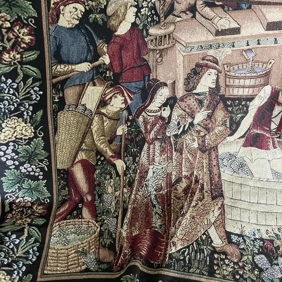 Les Vendanges Grape Harvest / Wonen Tapestry Wall Art Hanging 52” X 74”